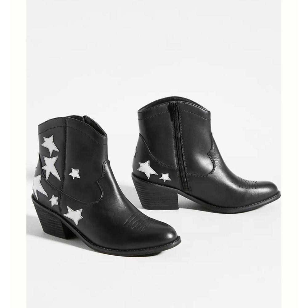 Seychelles Womens Under The Stars Cowboy Leather Ankle Boots Black Size US 7 - Picture 1 of 10